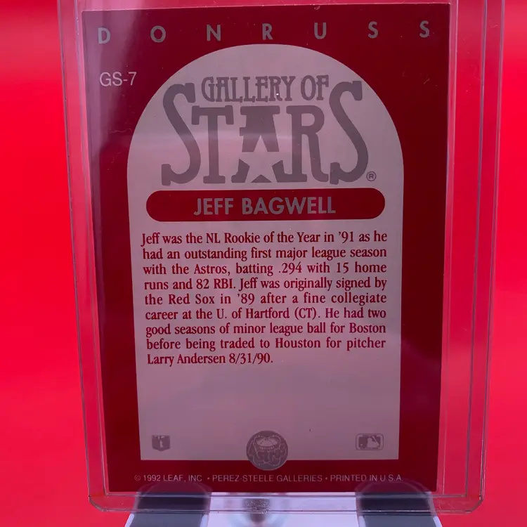 1992 Leaf Donruss Gallery of Stars Houston Astros Jeff Bagwell Trading Card GS-7