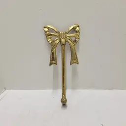 Vintage Brass Bow Hanger Coat Purse Hook Wreath Holder Wall Decor