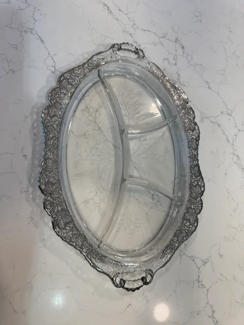 🪹Silver Trim Four Section Tray