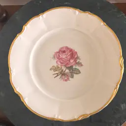 Vintage LHS Hutschenreuther Selb The Dundee Pink Rose Gold  Scalloped Edge Plate Set