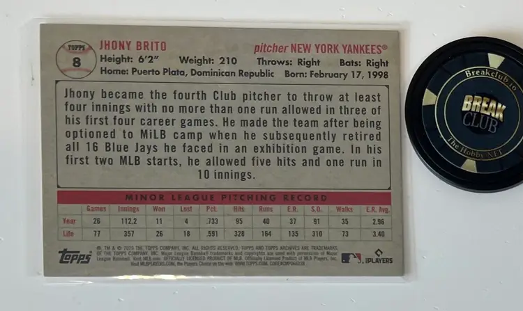 Jhony Brito RC Archives New York Yankees