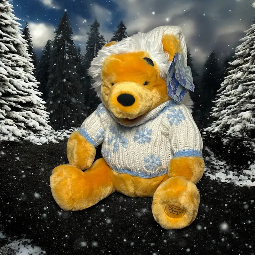 Disney Store Exclusive Winnie The Pooh Winter Snowflake Sweater 12" Plush New