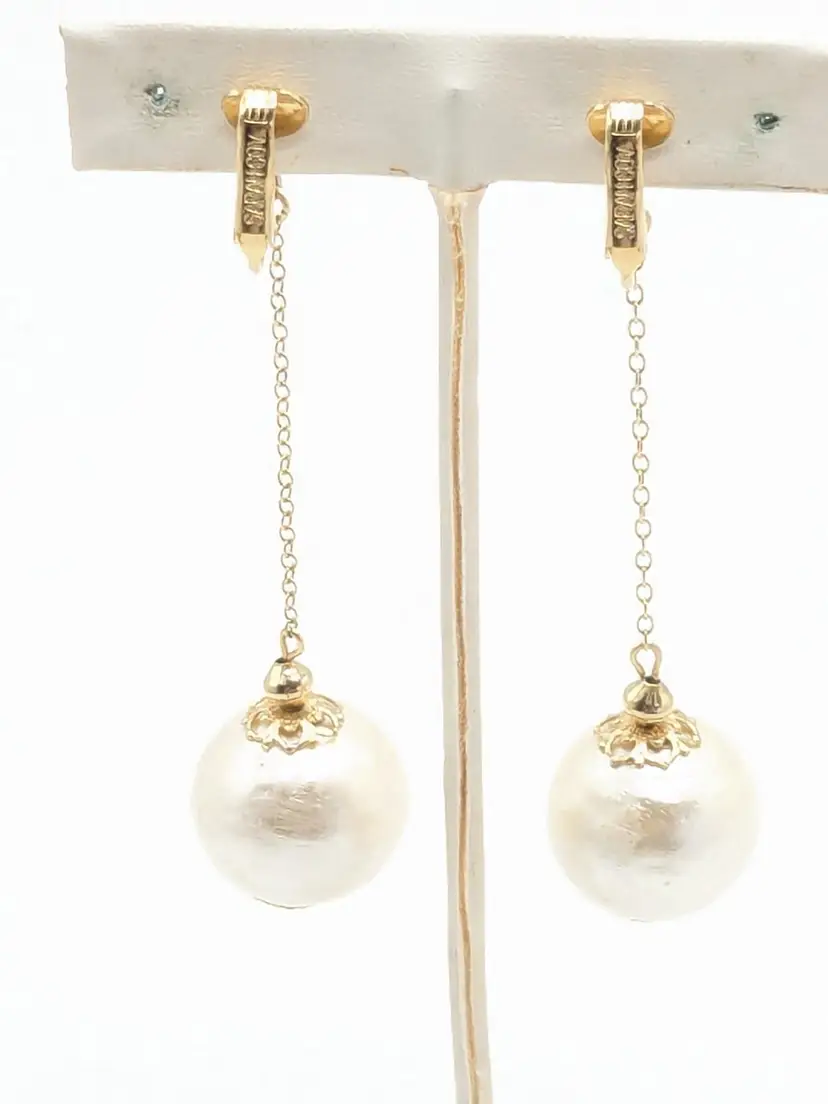 Vintage Sarah Coventry Hi-Swinger 1967 Faux Pearl Drop Clip On Earrings Gold Tone