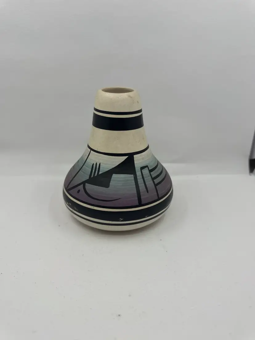 Southwestern Native American style geometric ceramic vase