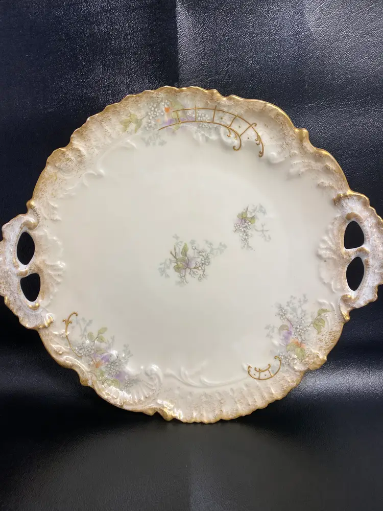 Antique Limoges France Hand Painted Cake Plate