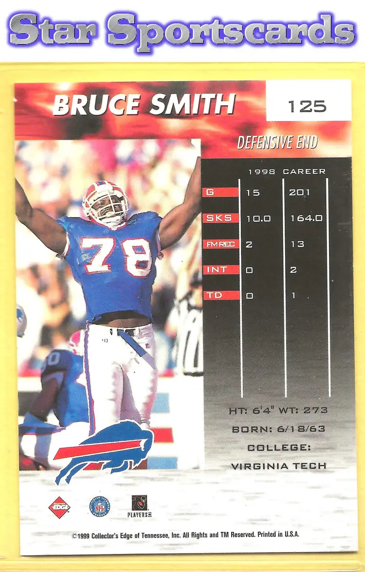 1999 Collector's Edge Fury #125 Bruce Smith Gold Ingot Buffalo Bills