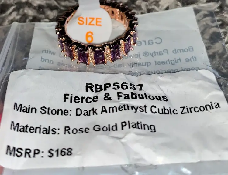 Dark Amethyst Cubic Zirconia Ring 