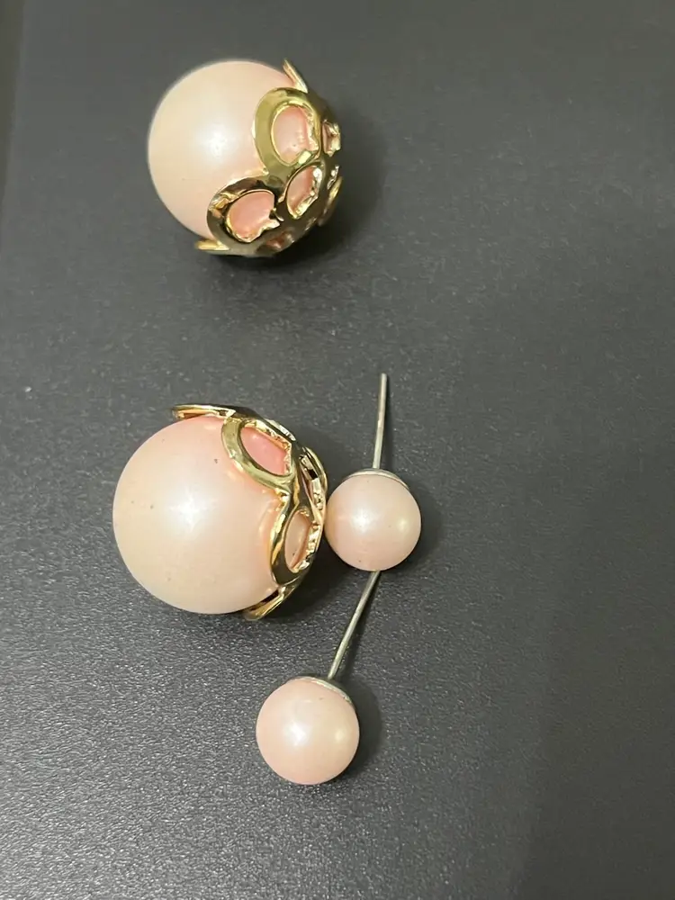 58) Vintage Double Side Pink Stud Earrings