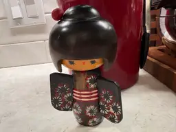 Japanese Kokeshi Wooden Doll Asakusa Girl Vtg Cherry Blossoms Kimono Crafts