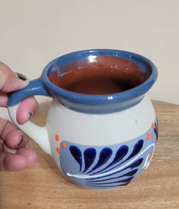 Pottery Mug With Brown Drip Glaze Inside 4" tall