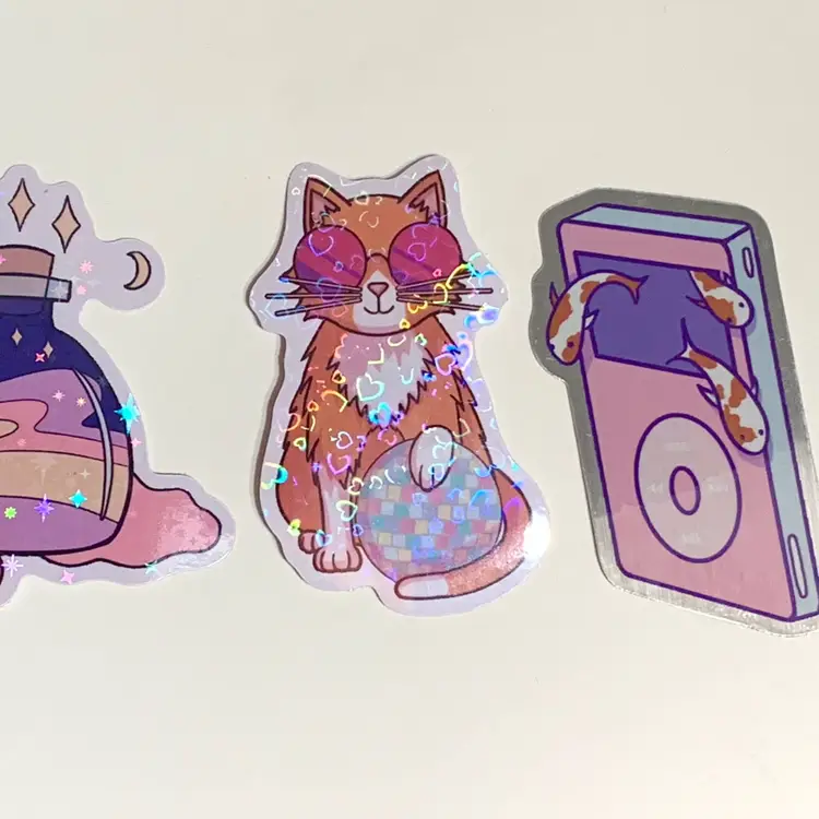 Disco Cat Holographic Vinyl Sticker