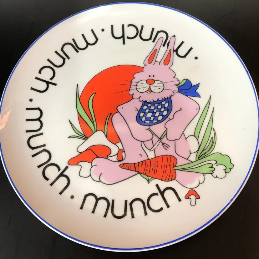 Animal Antics by Sandy Traub for Taste Setter Sigma Plate Rabbit Munch Mushroom