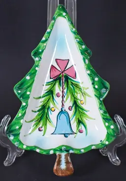 Vintage 1959 Holt Howard Christmas Tree Dish Porcelain Bell Holly