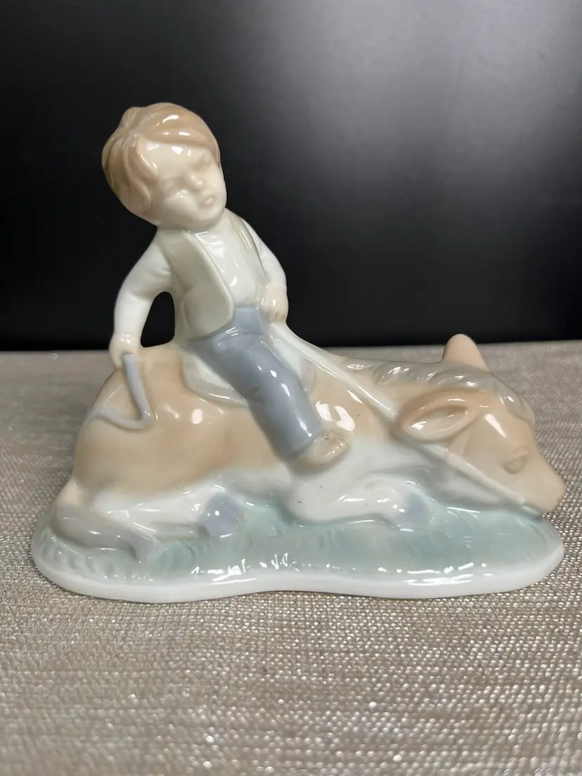 Made in Japan-Made in Japan-"Global Art". Little Boy on Donkey That is Lying Down