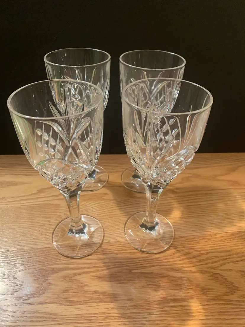 4 Cut Glass Crystal Wine Glasses