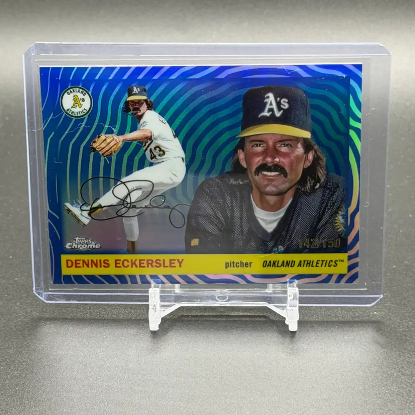 Dennis Eckersley 2025 Topps Chrome Platinum Blue Vibrations Refractor /150 - Oakland Athletics