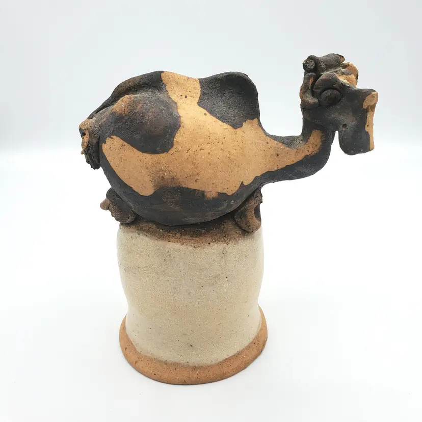 Need More Cowbell? Here's one. Studio Pottery Cowbell, Unsigned. Slight Damage To The Teets