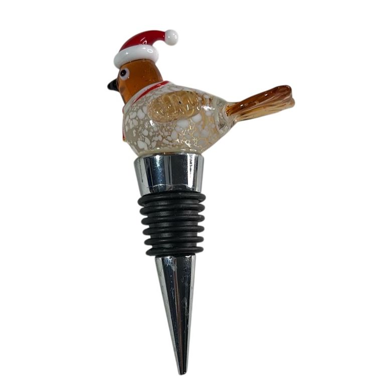 The Christmas Store Glass Bird Wine Stopper 4” x 2”