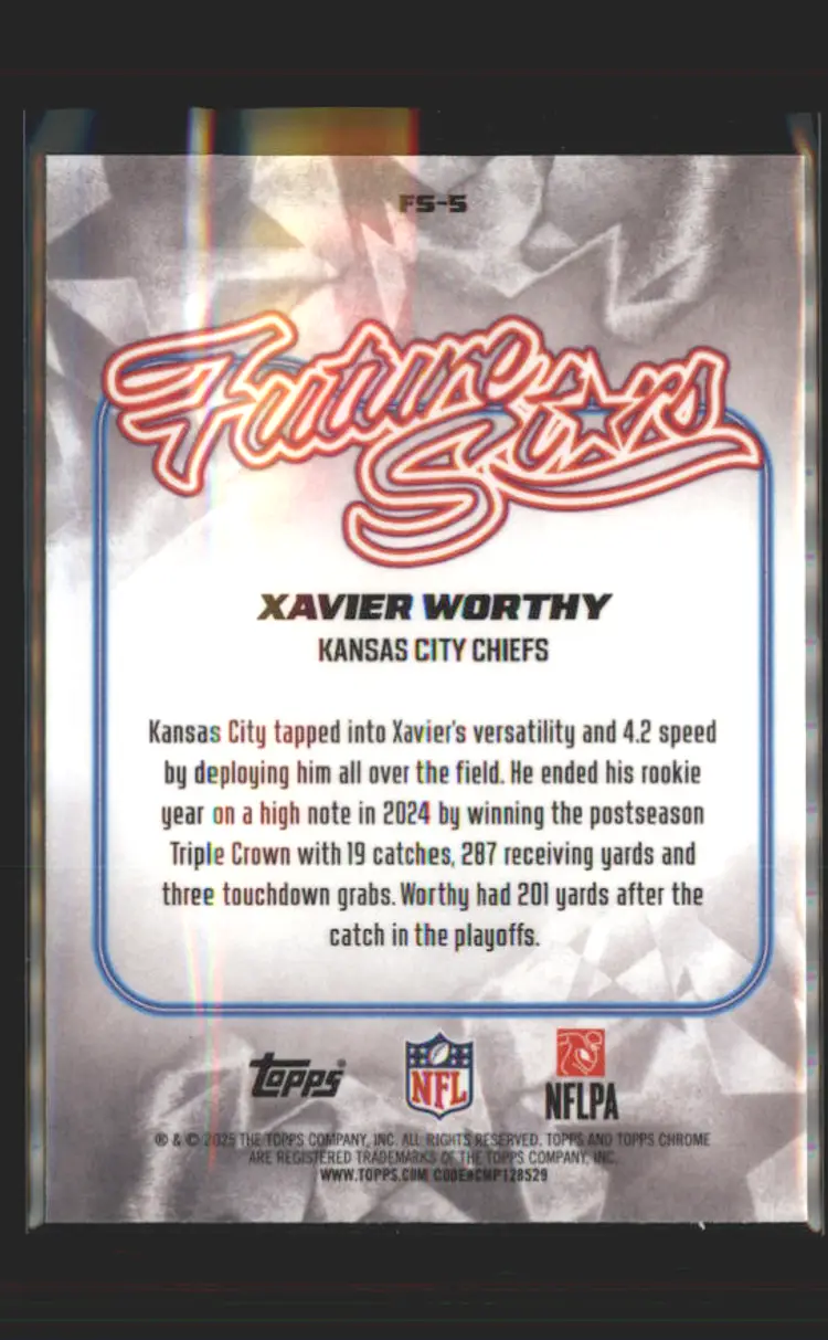 Xavier Worthy 2025 Topps Chrome Future Stars #FS-5 - (138) - Kansas City Chiefs