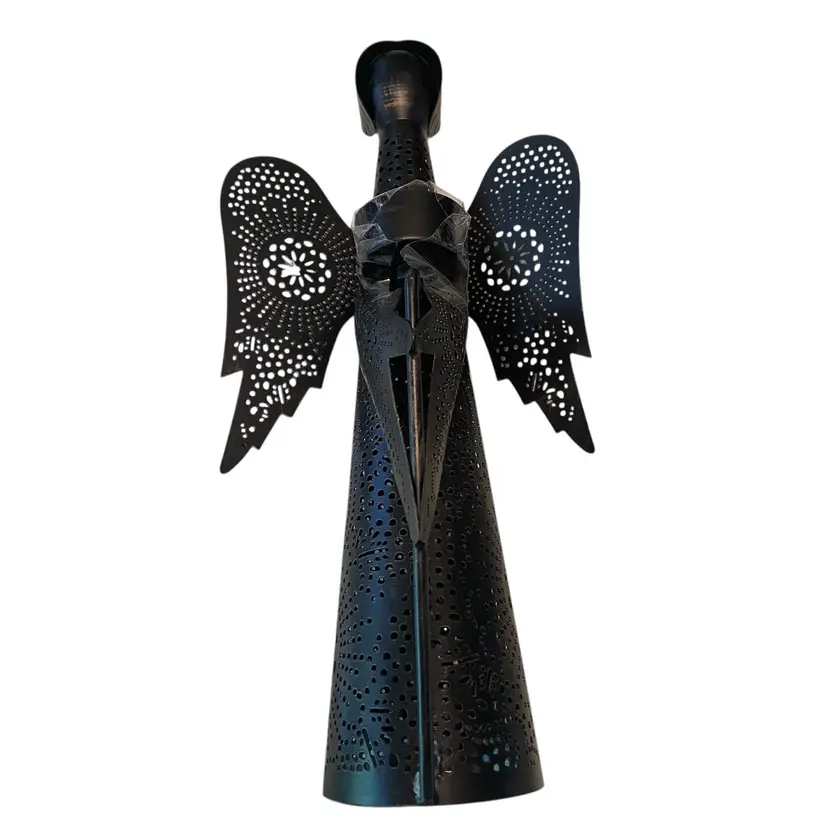 Hand Made Metal Angel Candlestick Holder Made in India 12" Fair Trade