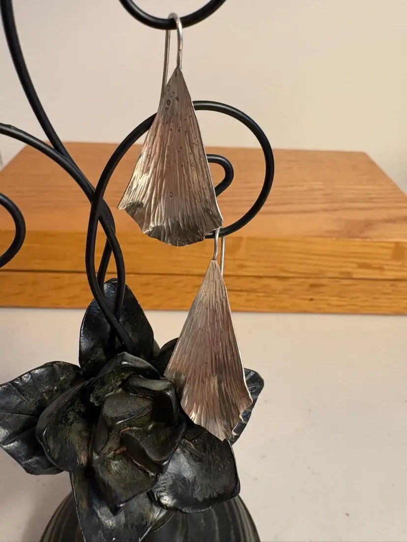 Sterling Ginkgo Leaf Earrings