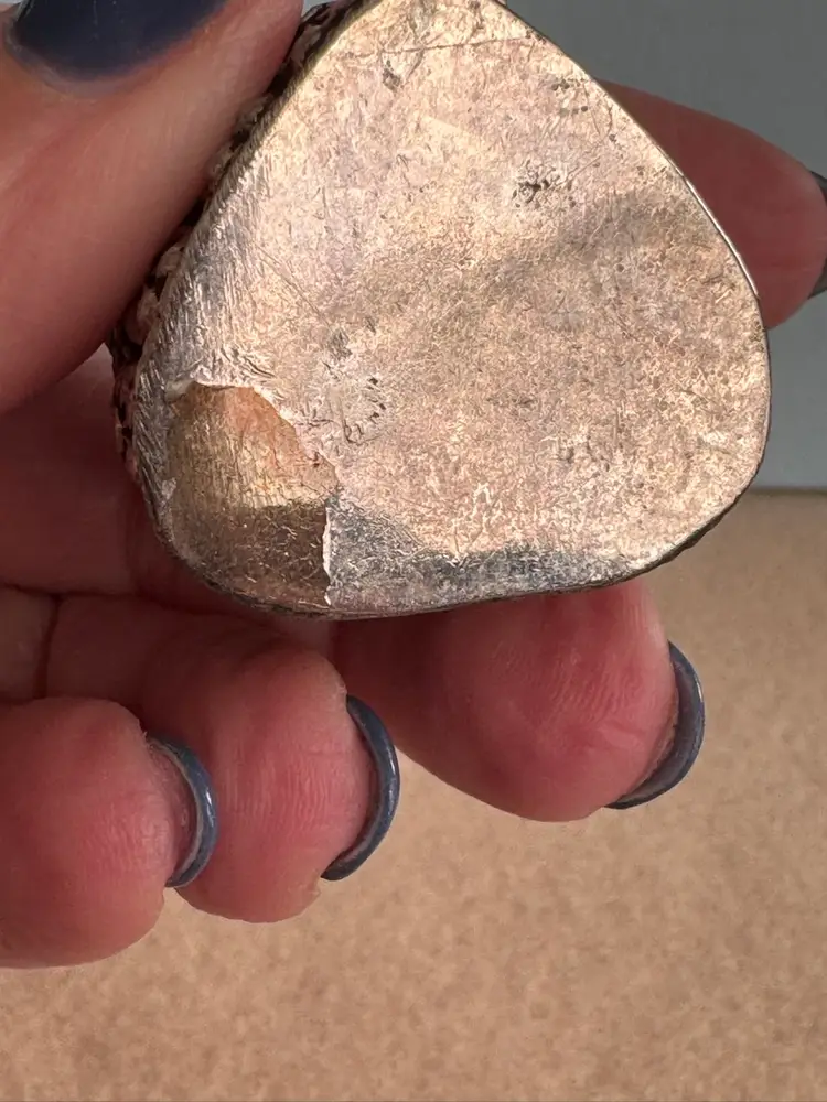 Vintage heart-shaped trinket box with Millefiori glass lid and ornate metal base