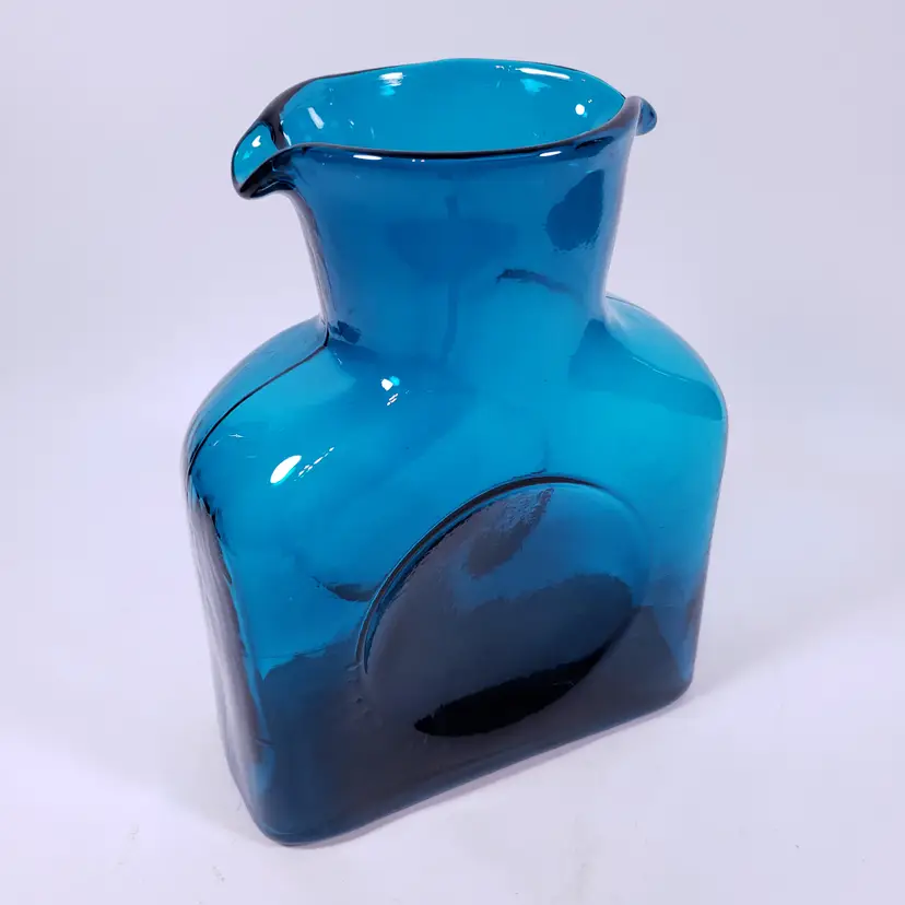 BLENKO 384 Cerulean Teal Aquamarine Double Spout Carafe WATER BOTTLE