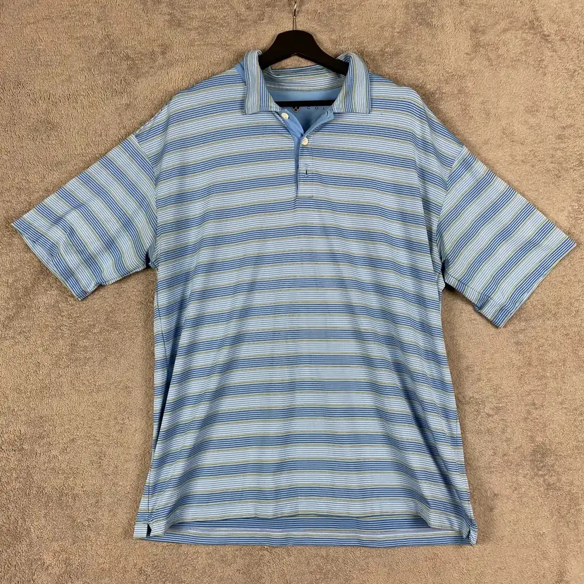 Nike Golf Dri-Fit UV Polo Shirt Mens XL Blue Striped Short Sleeve Performance M-1909