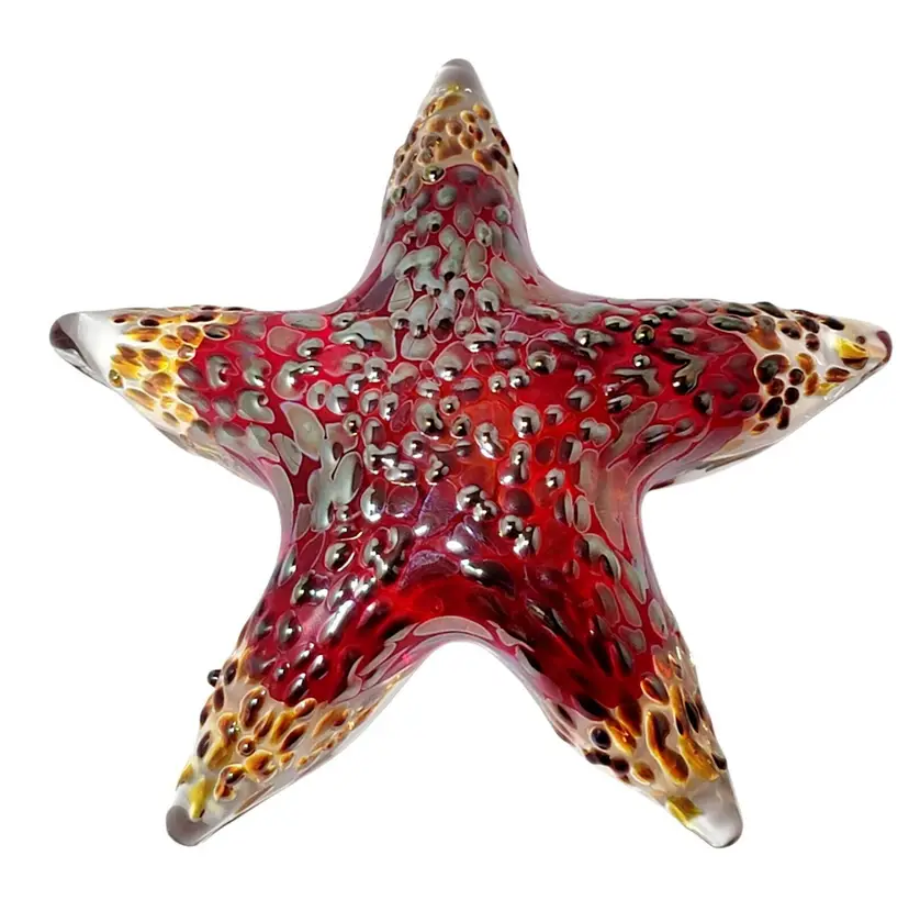 RARE Hawaii Hot Island Glass Maui STARFISH Iridescent Signed CSR 2012 Art Glass Paperweight
