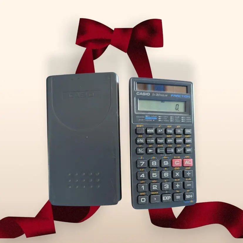 Casio FX-260 Solar Fraction Scientific Calculator with Slide Case Working