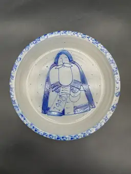 Vintage Eldreth Pottery Salt Glaze 11”Santa Claus Pie Plate 1998