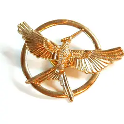 Vintage Gold Mockingjay Pin Brooch Hunger Games Inspired 1.5" Diameter