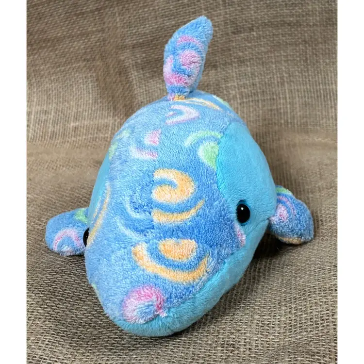 Vintage 2001 Wishpets Cody Dolphin Blue Colorful Swirls Stuffed Animal Plush Toy