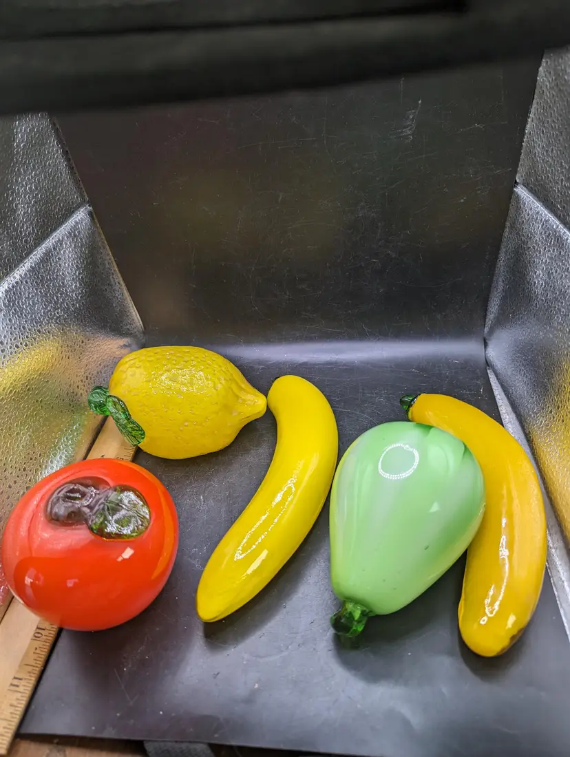 Vintage Glass Fruit Figurines Set Of 5
