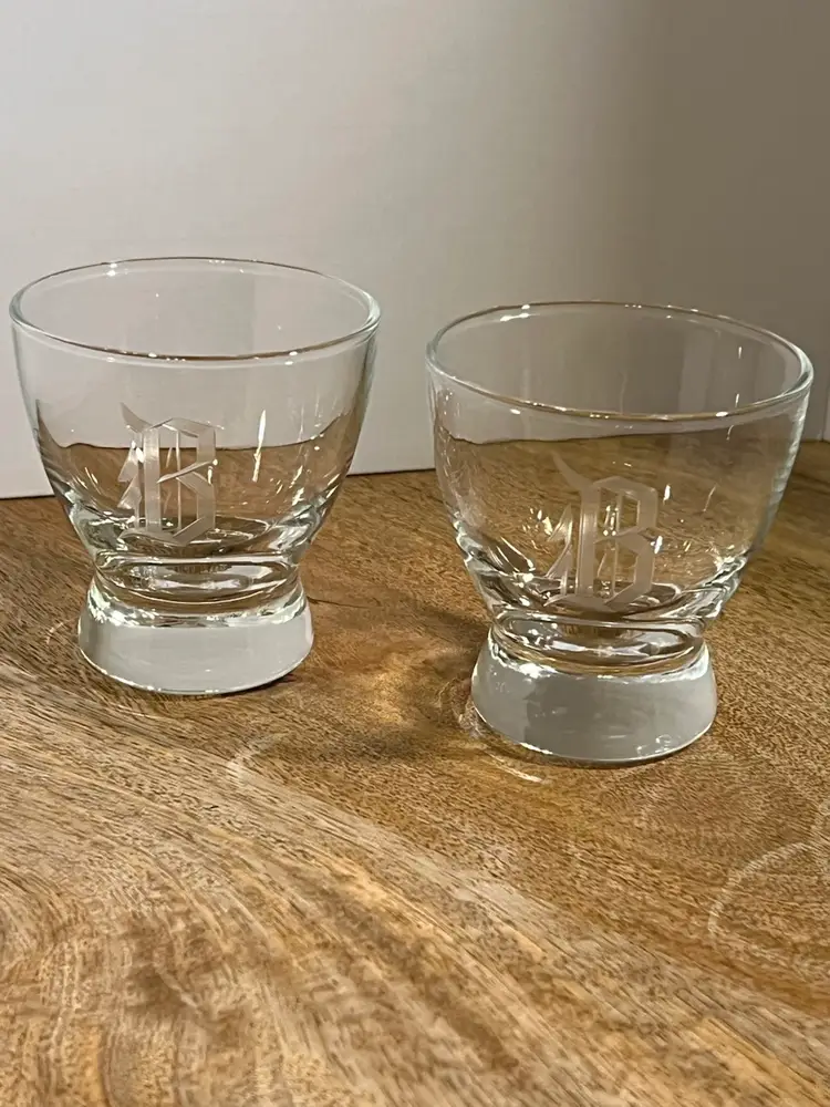 Etched “B” Short Glasses