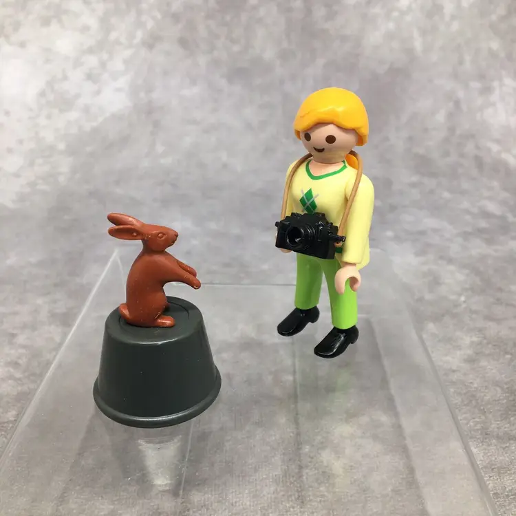 Playmobil Photographer Female Figure & Rabbit Sitting on Bucket- Picture Perfect