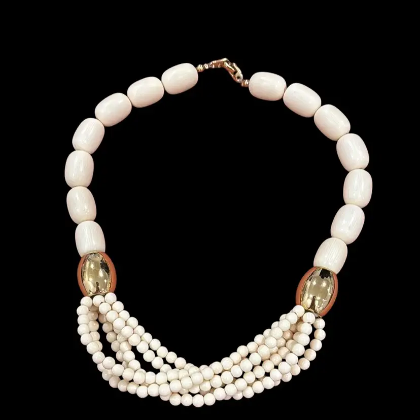 Vintage Napier Cream Beaded Statement Necklace