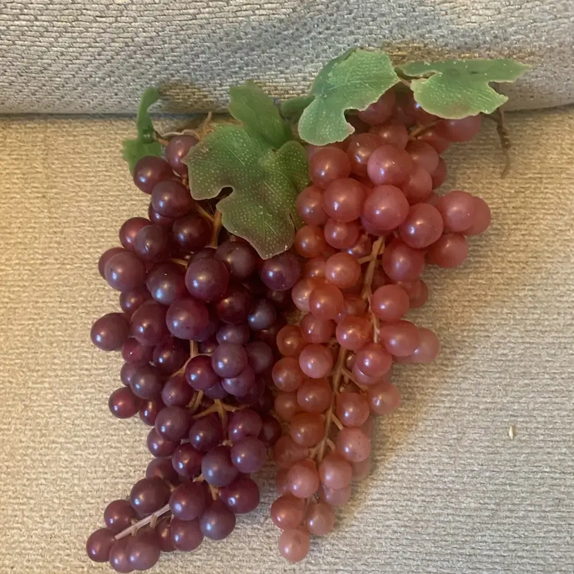 2 Bunches Of Red Plastic Grapes