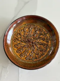 Vintage Pottery Garlic Grater Brown Signed