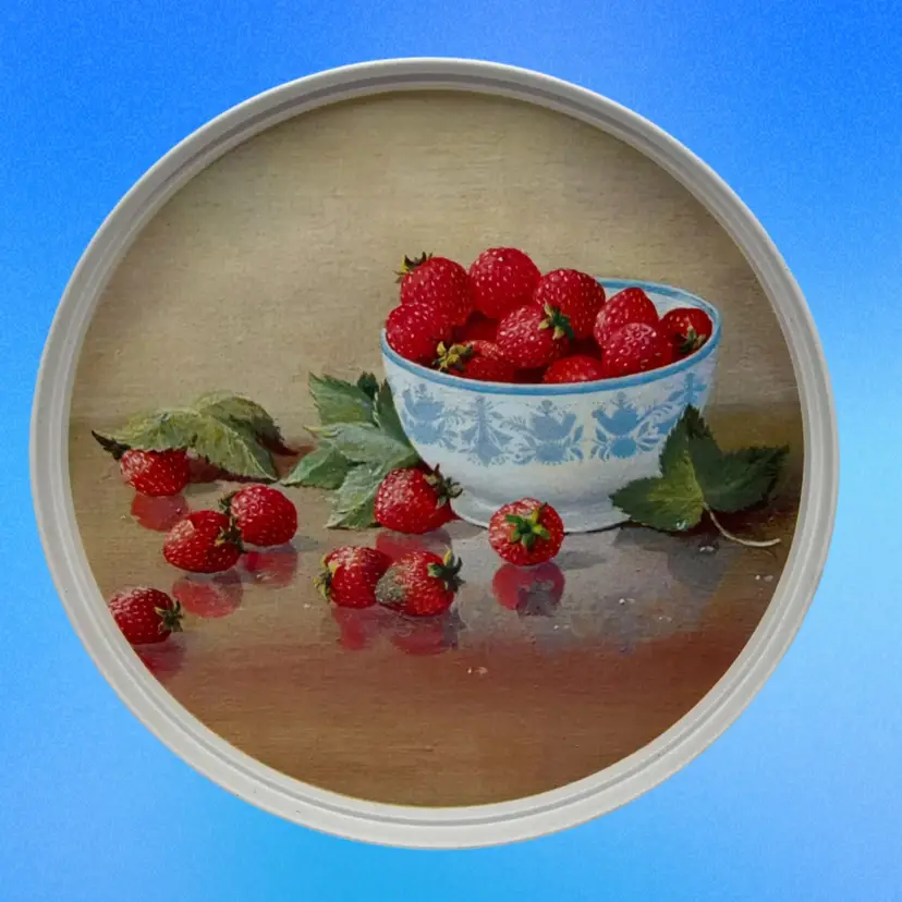 Vintage Metal Round Tin/Tray, 10” Diameter