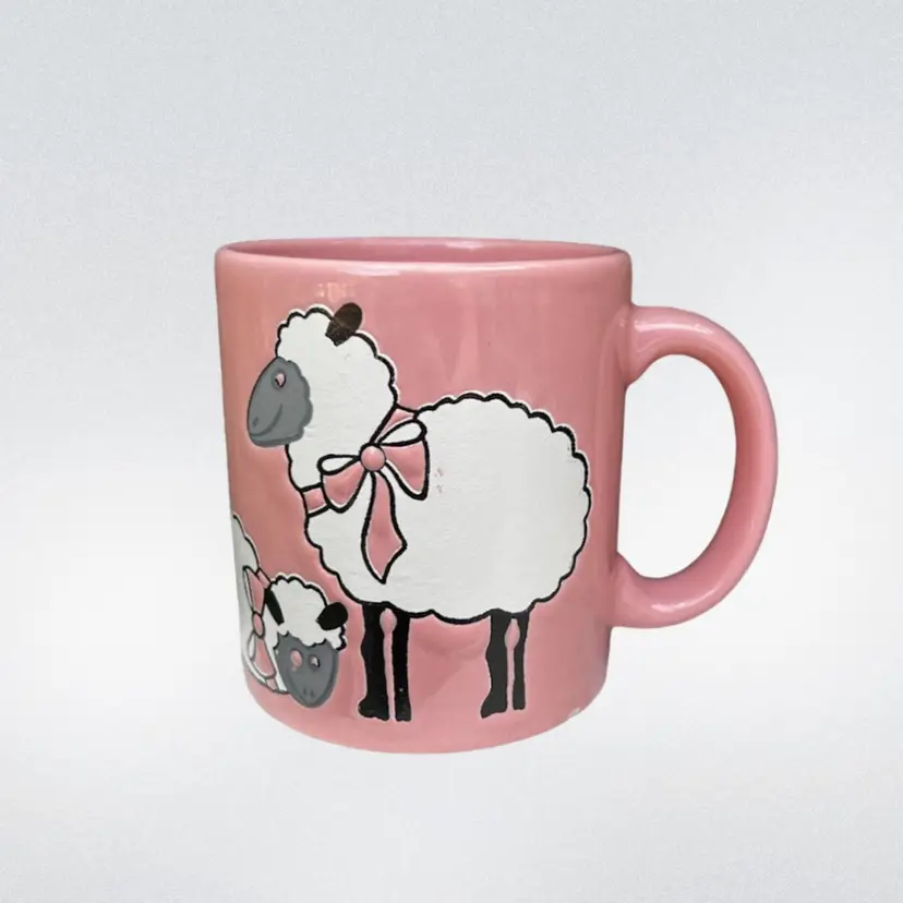 Vintage Waechtersbach West Germany Pink Sheep Lamb Ceramic Mug