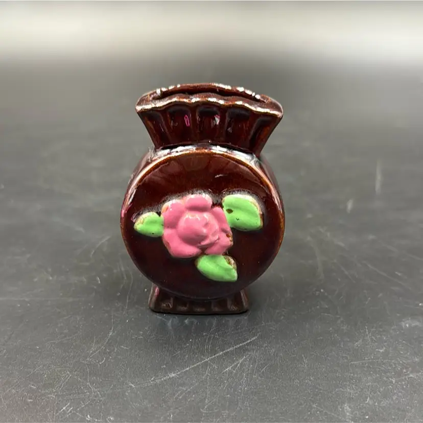 Vintage Japanese Miniature Bud Vase Red Wear