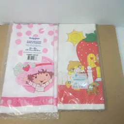 2 Vtg 2000 Strawberry Shortcake Tablecloths Tablecover 54" x 96"