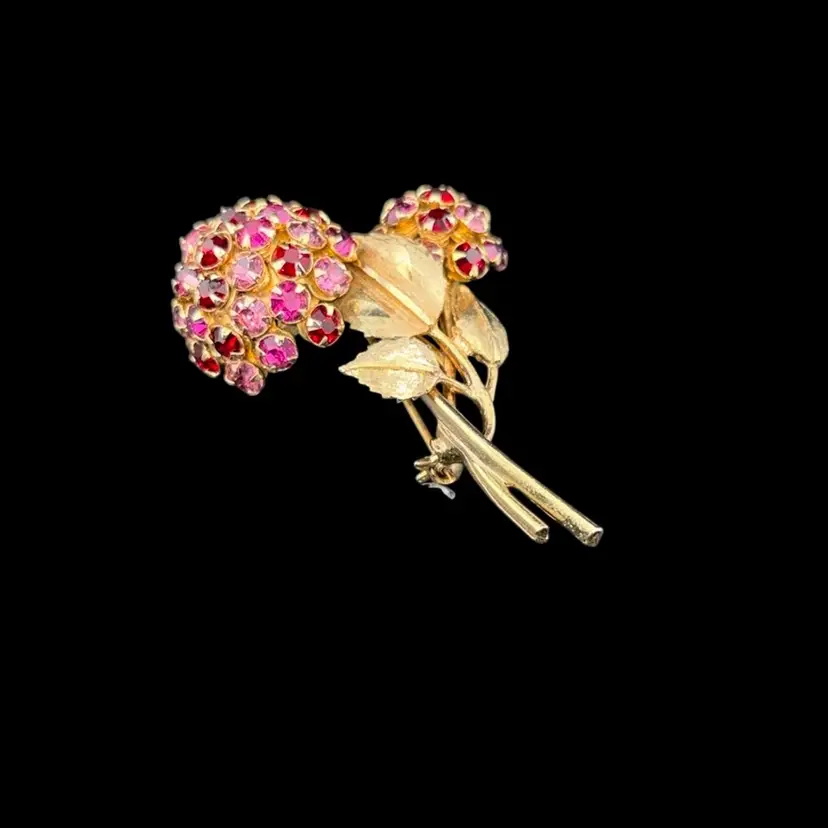 Vintage Gemstone Flower Brooch