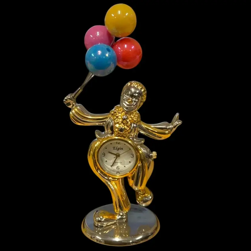 Vintage Elgin Clown Balloon Clock Elgin Clown Mini Clock 4”