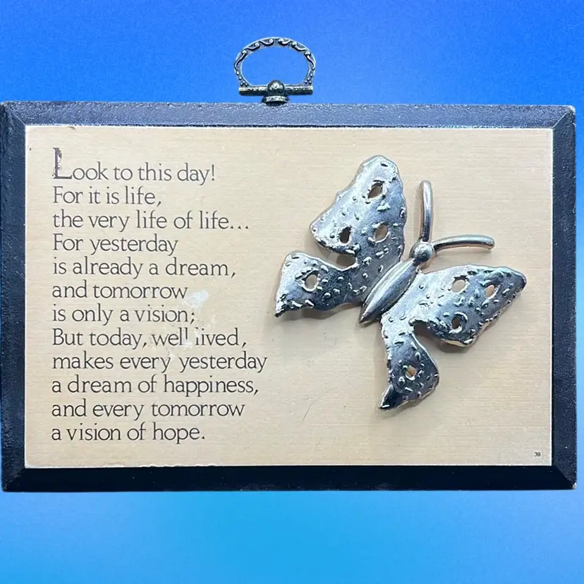 Vintage 1980’s Butterfly Inspirational Plaque-4x 3