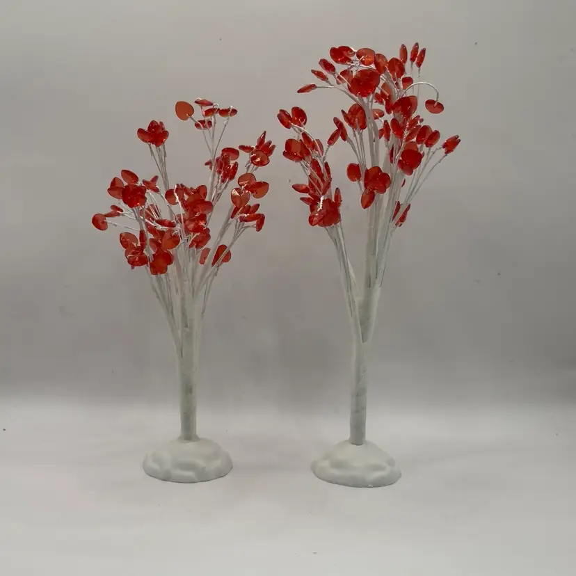 #1245 Homoyoyo Mini Model Trees For Diorama Scenery White Wire Red Acrylic Hearts