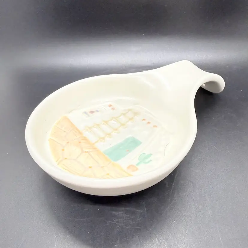 Vintage Treasure Craft Taos Spoon Rest Southwest Adobe House New Mexico Ceramic