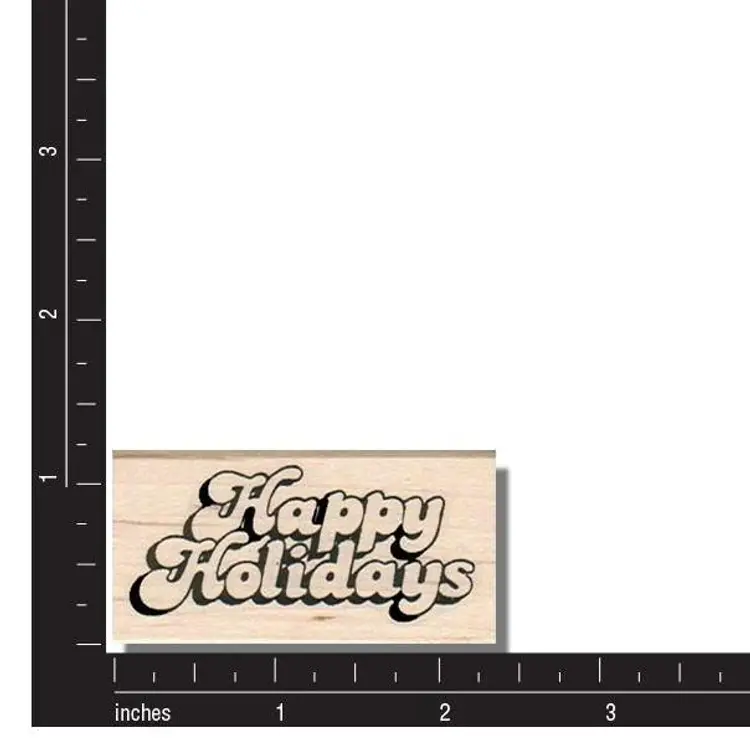 Happy Holidays Christmas Rubber Stamp