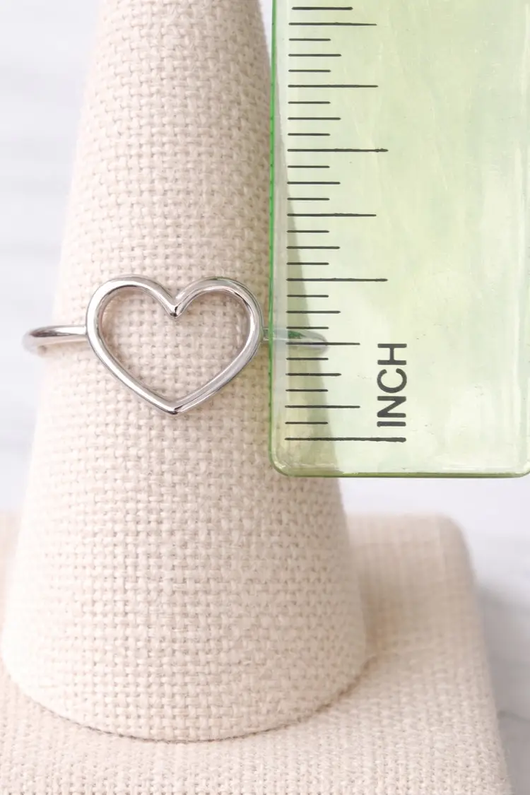 925 Sterling Silver Open Heart Ring Size 9 Minimalist Stacking Ring